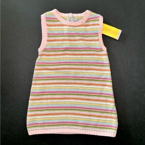 Gymboree baby girls stripe pink grey blue sweater jumper dress tunic 6-12 18-24